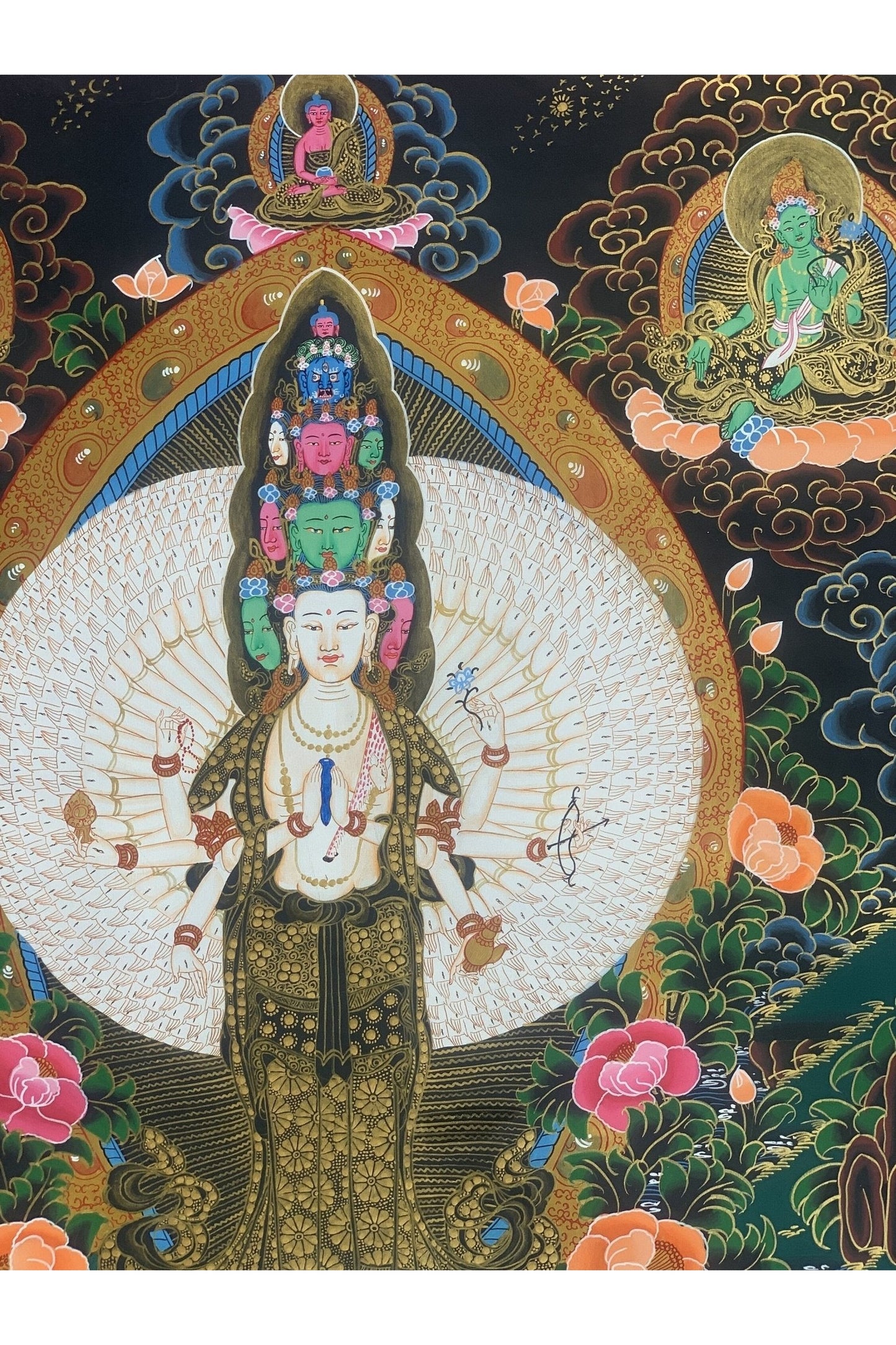 1000 Armed Sahastrabhuja Avalokitesvara/ Chenrezig Tibetan Thangka Painting/ Hand Painting Original Masterpiece Art - Tibetan Thangka Art