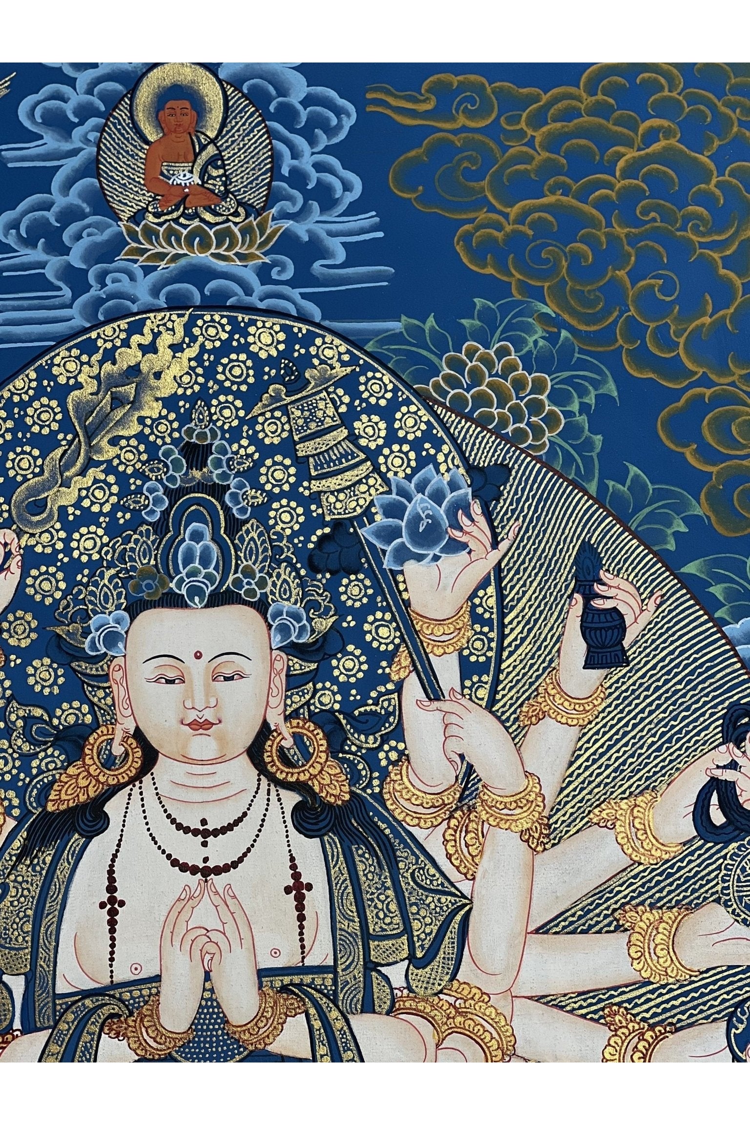 18 Armed Mother Goddess Chandi/Chundi/Cundi Master Quality Tibetan Thangka Painting/ Original Hand Painting /Meditation Art - Tibetan Thangka Art