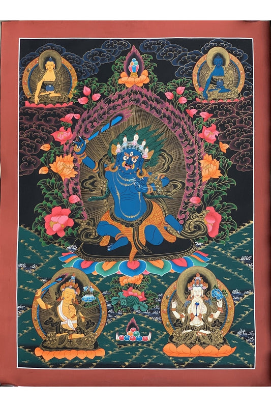 2 Armed Mahakala/ Kalabhairava Masterpiece Master Quality Original Hand - Painting/ Tibetan Thangka Painting Compassion Meditation Art - Tibetan Thangka Art