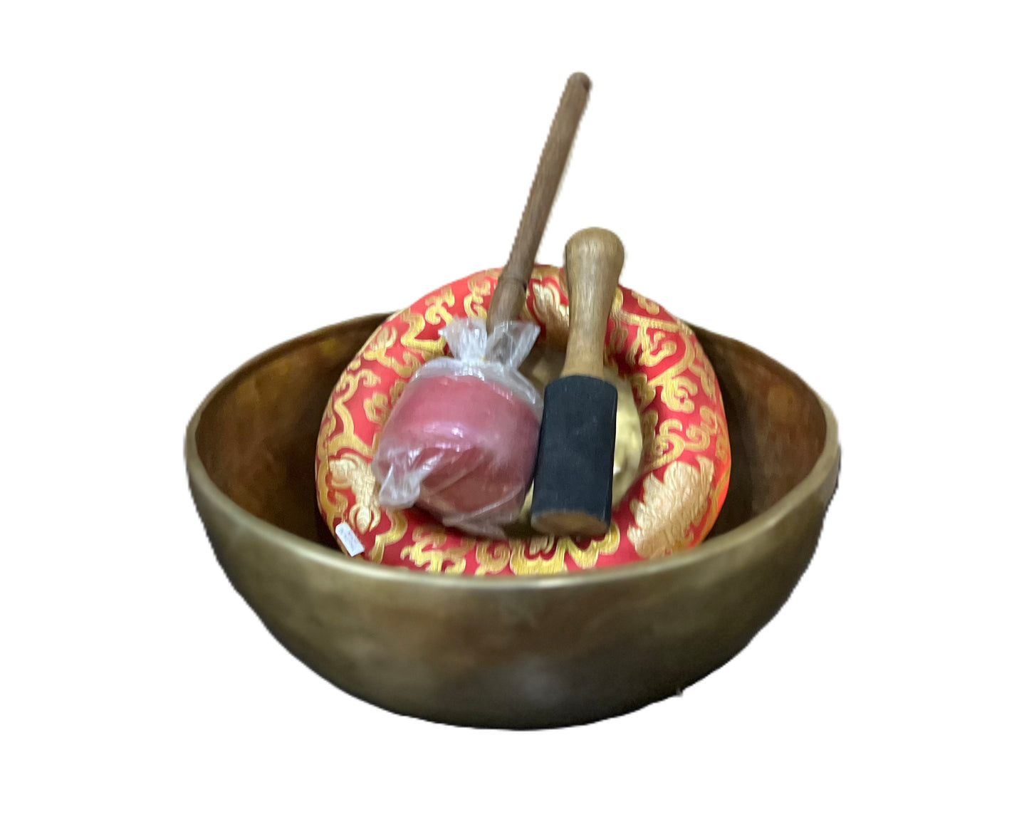 Hand-Hammered Large Tibetan Singing Bowl/ Himalayan Bowl for Sound Healing, Includes Free Cushion and Mallet