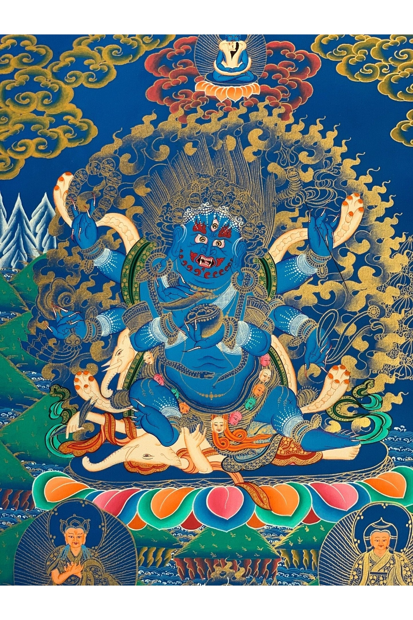 6 - Armed, Mahakala, Kalabhairava, Master Quality Thangka Painting, Original Art 18 x 24 - Inches - Tibetan Thangka Art