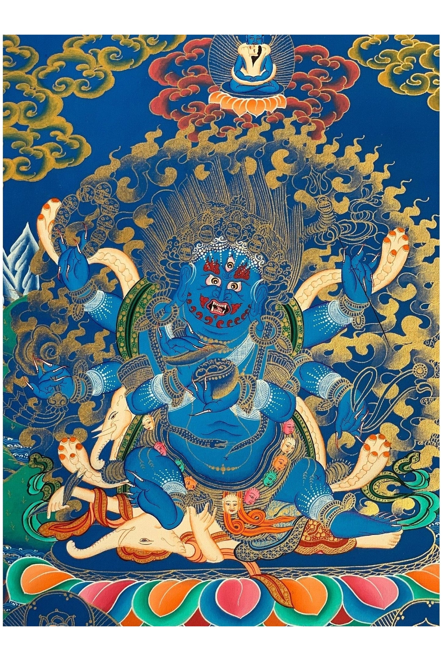 6 - Armed, Mahakala, Kalabhairava, Master Quality Thangka Painting, Original Art 18 x 24 - Inches - Tibetan Thangka Art