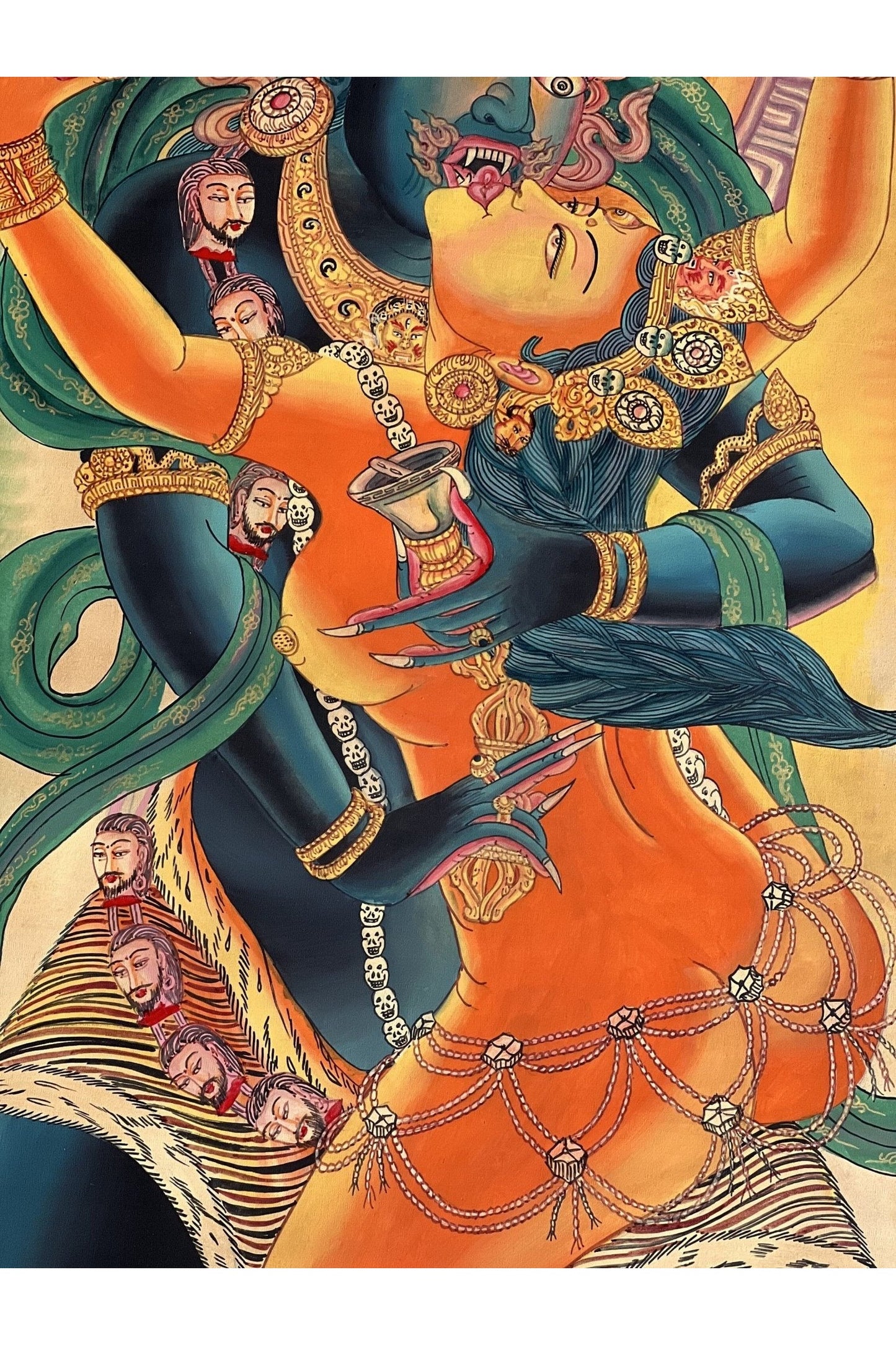 Chakrasamvara with Vajravarahi Sacred Union Original Masterpiece Newari Paubha Enlightenment Tibetan Thangka Painting - Tibetan Thangka Art