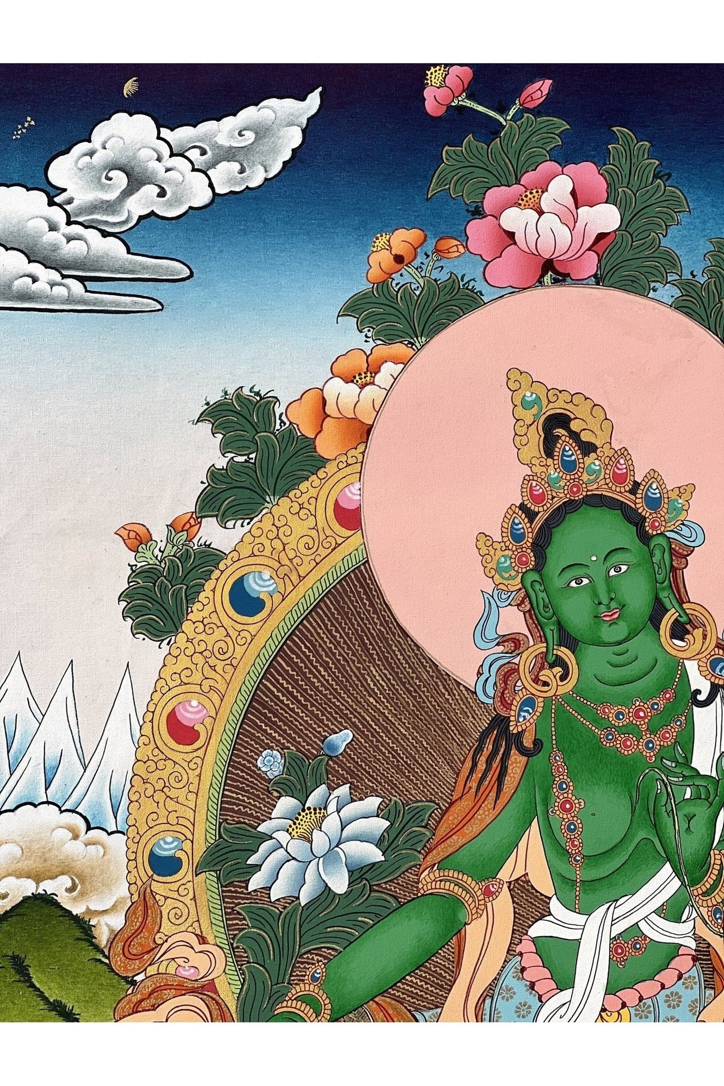 Green Tara, Shyamatara, Goddess of Compassion, High Quality Masterpiece Tibetan Thangka Painting, Original Art - Tibetan Thangka Art