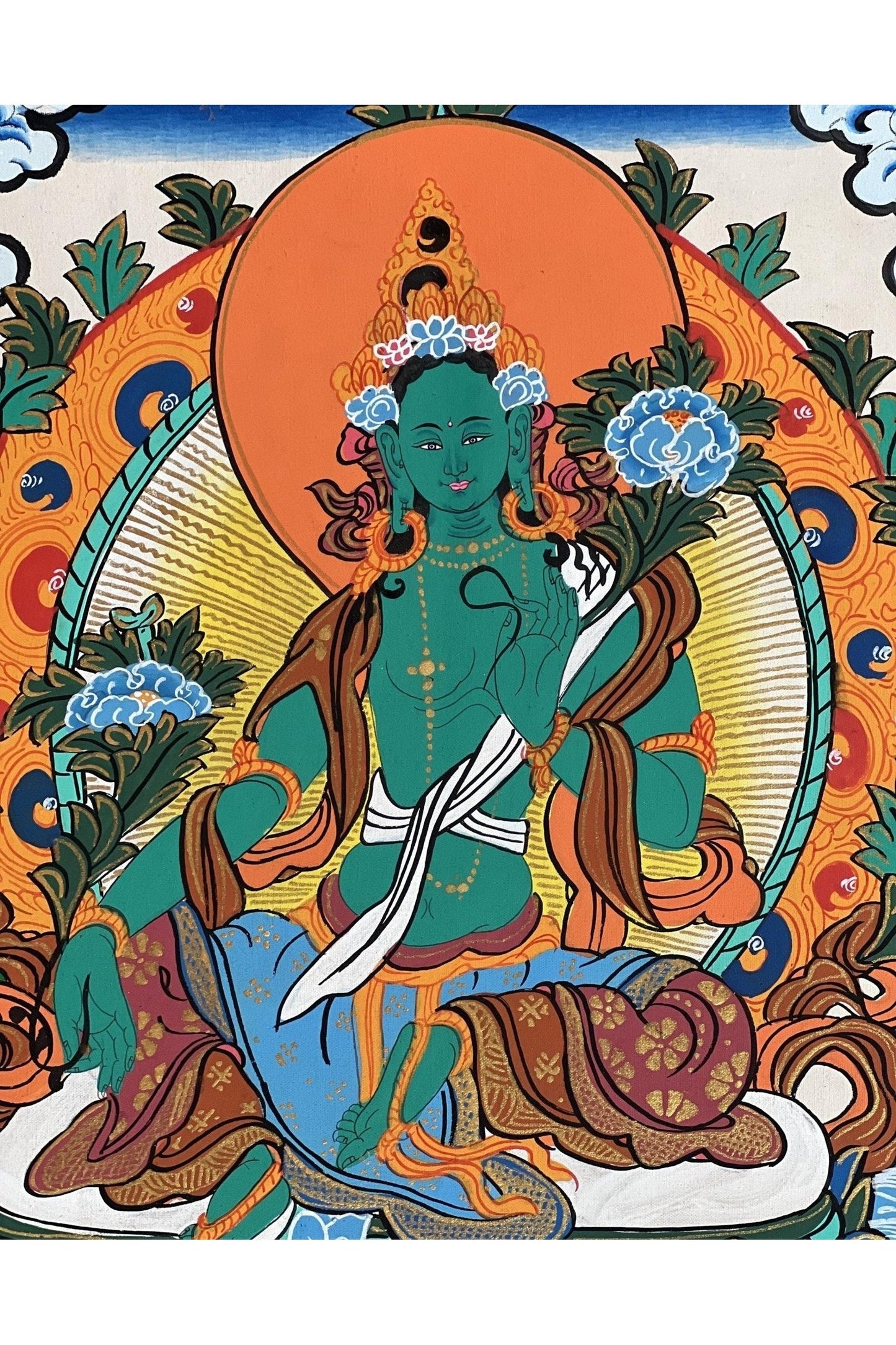 Green Tara/ Shyamatara/ Mother Goddess Master Quality Tibetan Thangka Painting Original Buddhist Meditation Art - Tibetan Thangka Art