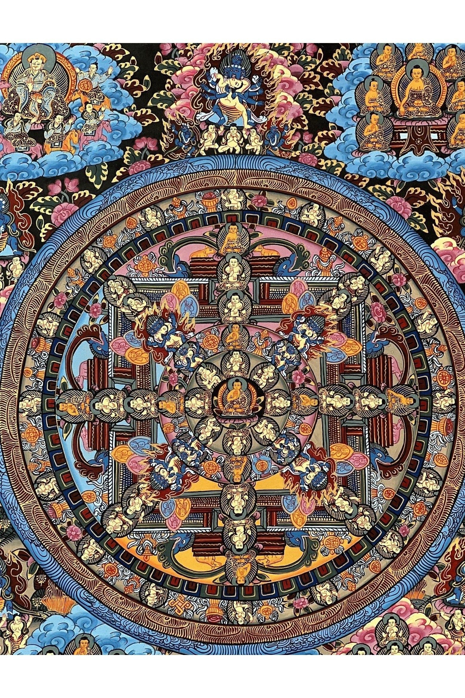 Hand Painted Wheel of Life Buddha Life Bhavacakra/Samsaracakra Riduk Mandala Master Quality Thangka Painting Original Art - Tibetan Thangka Art