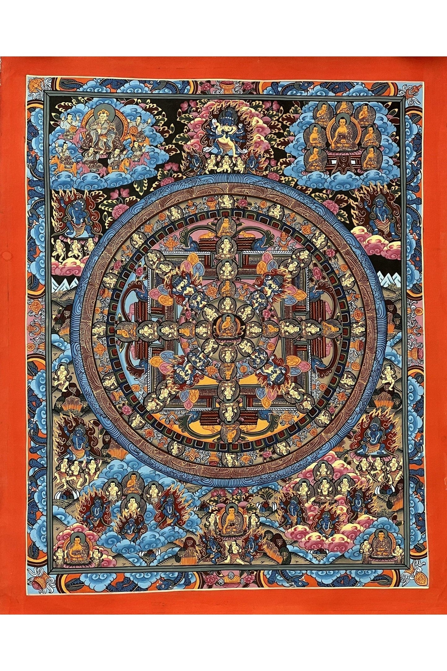 Hand Painted Wheel of Life Buddha Life Bhavacakra/Samsaracakra Riduk Mandala Master Quality Thangka Painting Original Art - Tibetan Thangka Art