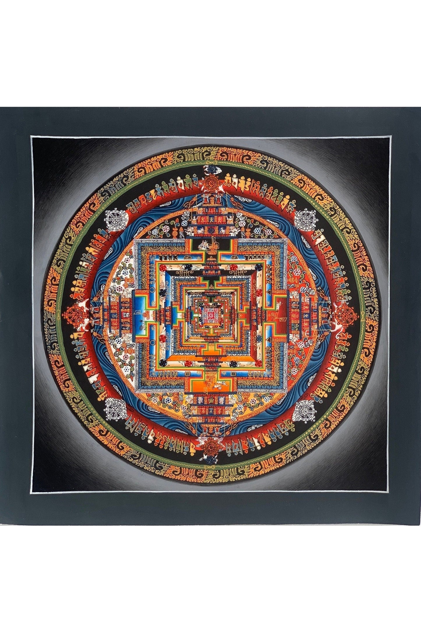 Hand Painted Wheel of Life, Kalachakra Mandala, High Quality Thangka Painting, Original Art 11 x 11 Inch - Tibetan Thangka Art