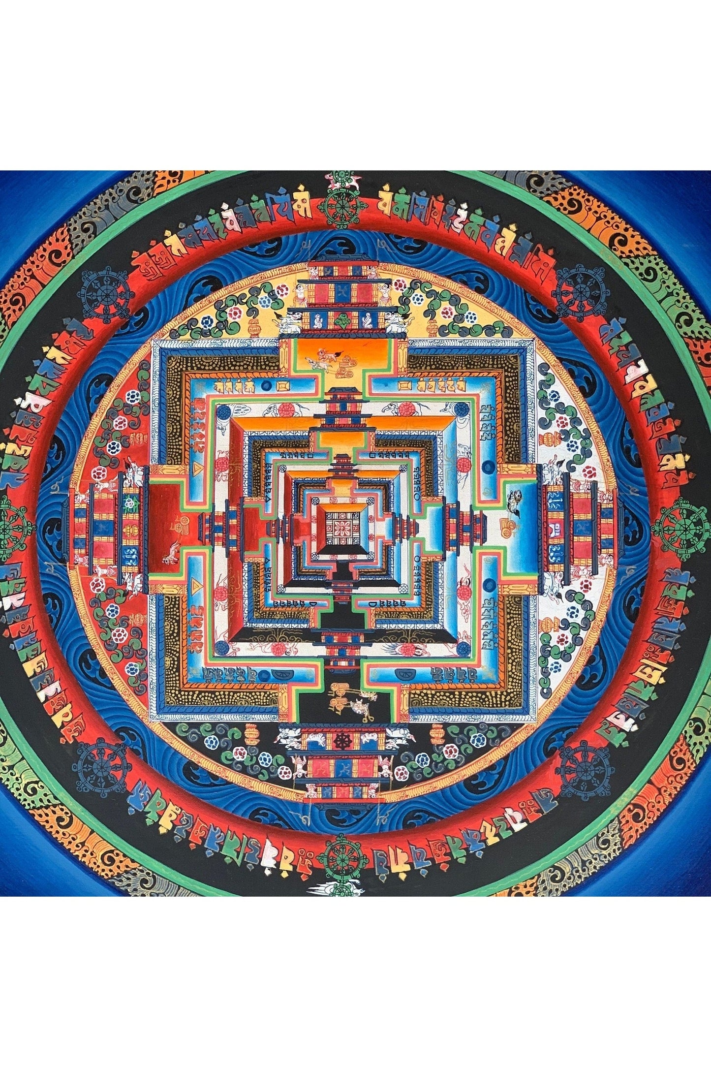 Hand Painted Wheel of Life/Time Kalachakra Mandala Tibetan Thangka Painting Original Art - Tibetan Thangka Art