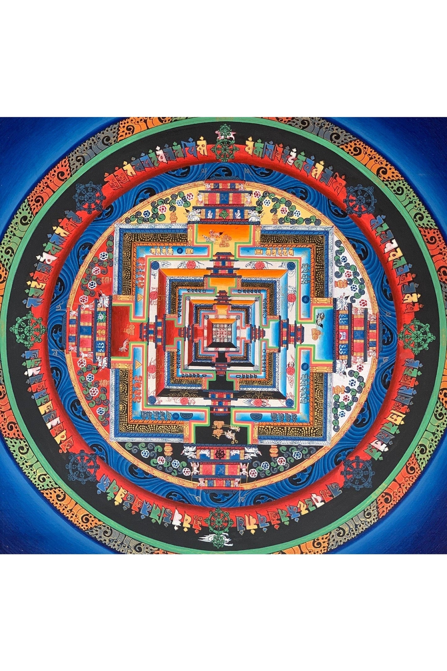 Hand Painted Wheel of Life/Time Kalachakra Mandala Tibetan Thangka Painting Original Art - Tibetan Thangka Art