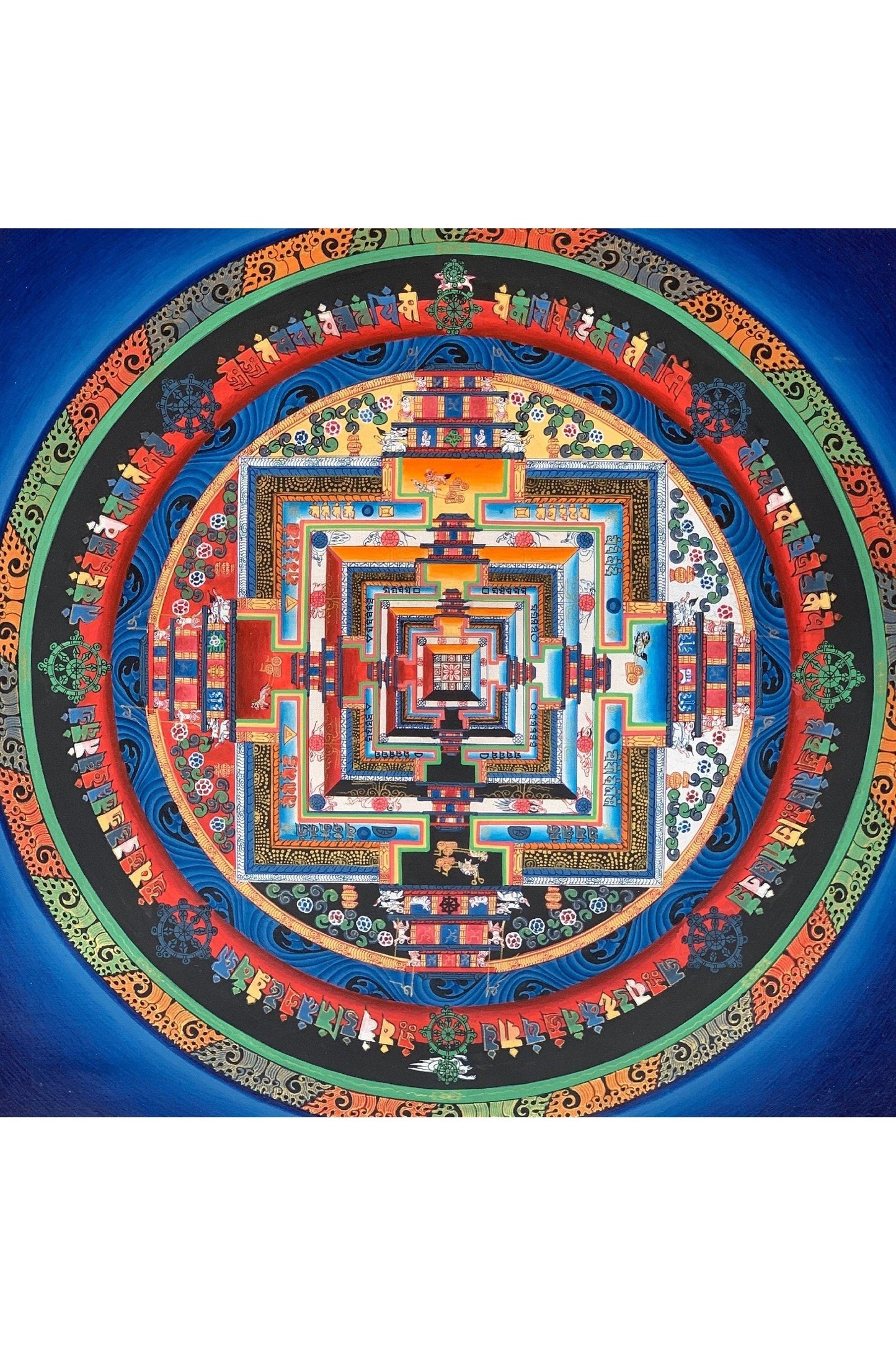 Hand Painted Wheel of Life/Time Kalachakra Mandala Tibetan Thangka Painting Original Art - Tibetan Thangka Art