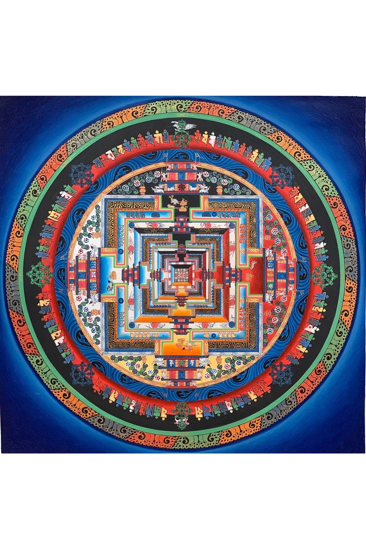 Hand Painted Wheel of Life/Time Kalachakra Mandala Tibetan Thangka Painting Original Art - Tibetan Thangka Art