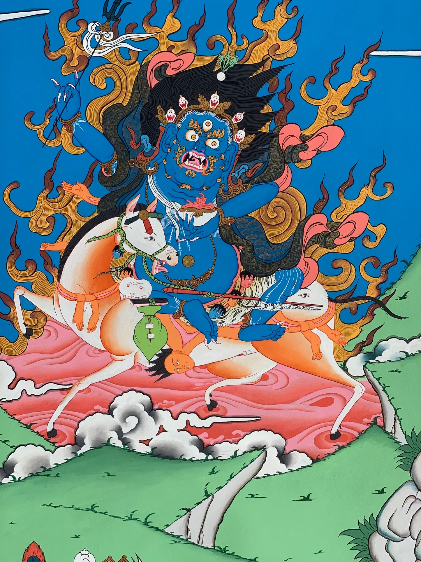 Palden Lhamo, Sri Devi, Kali, Master Quality, Large Tibetan Thangka Painting, Original Art 22x30-Inch