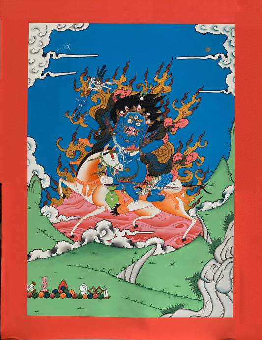 Palden Lhamo, Sri Devi, Kali, Master Quality, Large Tibetan Thangka Painting, Original Art 22x30-Inch