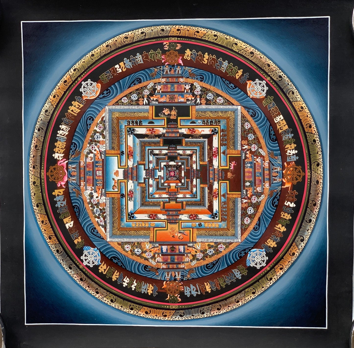 Wheel of Life, Kalachakra Mandala, Fine Quality, Master Quality Thangka Painting, Original Art  14 x 14 Inch