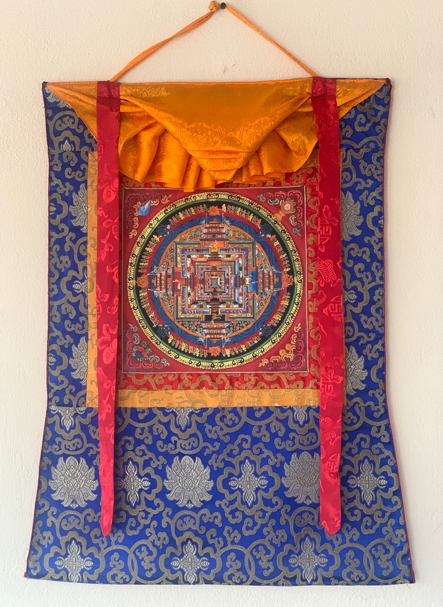 Kalachakra Mandala Wheel of Life High Quality Tibetan Thangka Painting  Original Buddhist Art with Silk Brocade