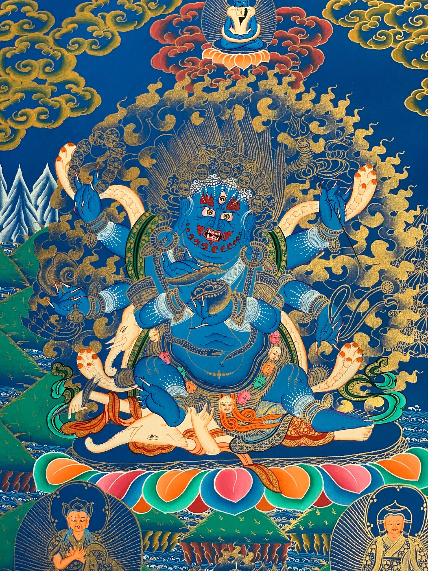 6-Armed,  Mahakala, Kalabhairava, Master Quality Thangka Painting, Original Art  18 x 24 -Inches