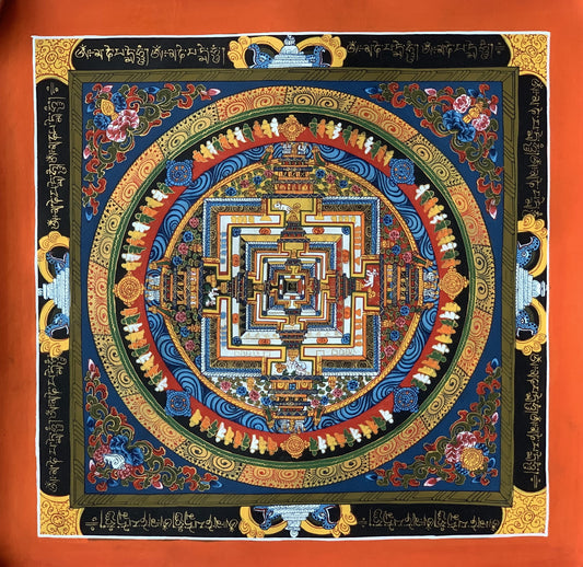 Wheel of Life, Wheel of Time, Kalachakra Mandala, Hand-painted, Tibetan Thangka Painting, Original Art  13 x 13 Inch