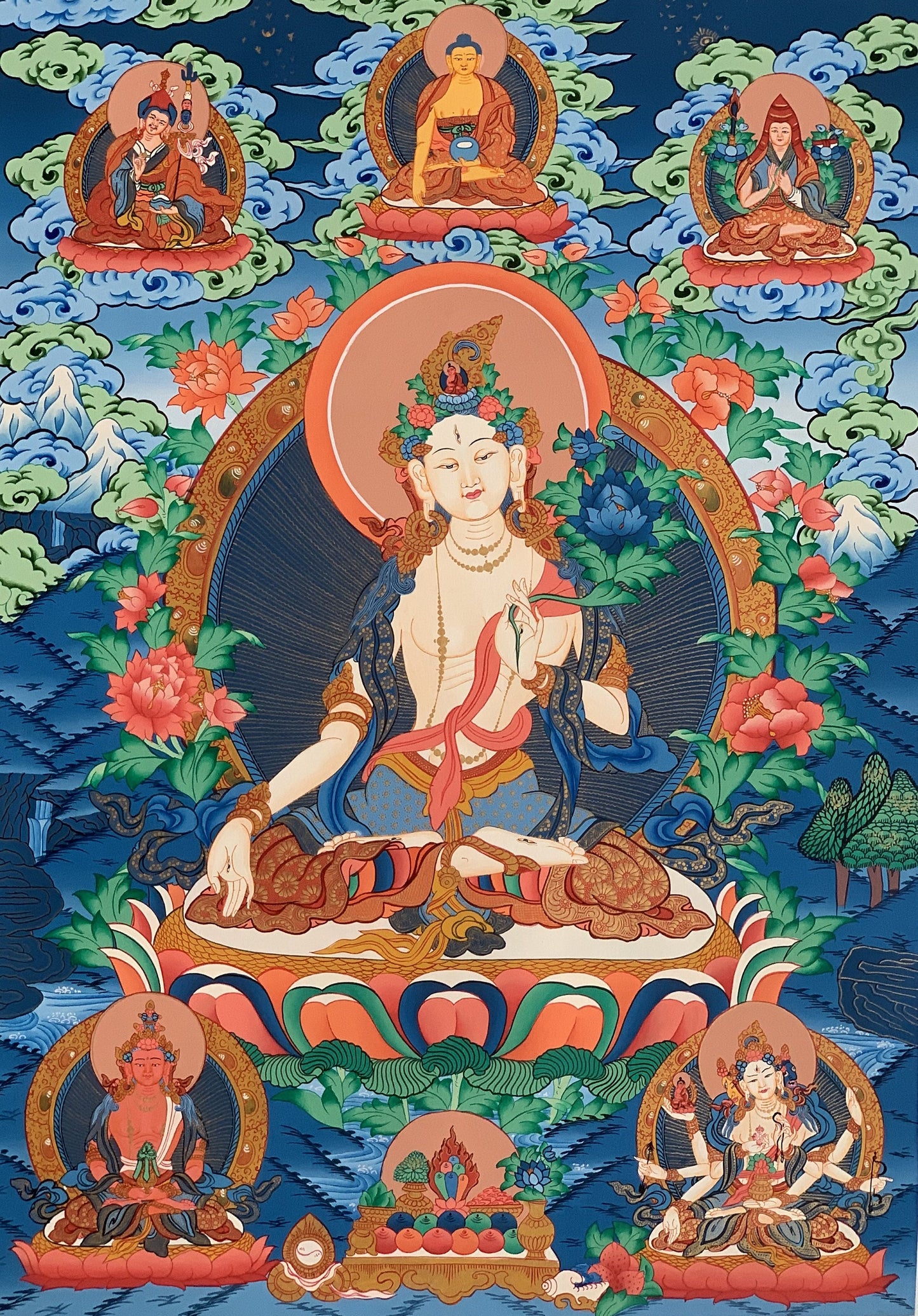 White Tara/Sitatara Mother Goddess Master Quality Tibetan Thangka Original Hand-Painting Compassion Meditation  Art