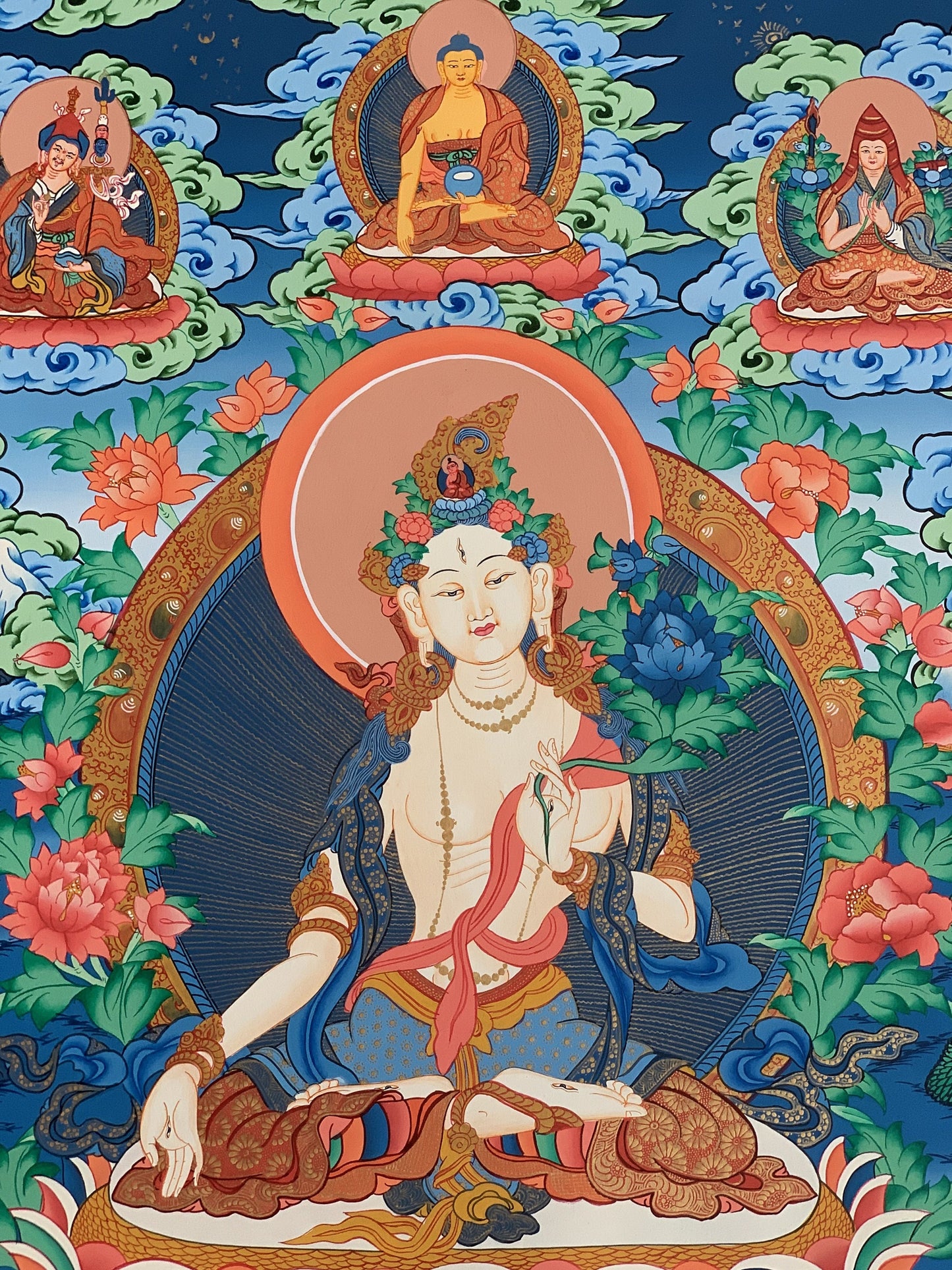 White Tara/Sitatara Mother Goddess Master Quality Tibetan Thangka Original Hand-Painting Compassion Meditation  Art