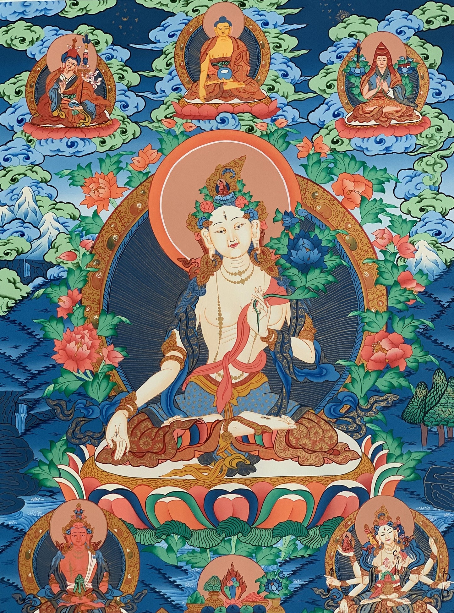 White Tara/Sitatara Mother Goddess Master Quality Tibetan Thangka Original Hand-Painting Compassion Meditation  Art