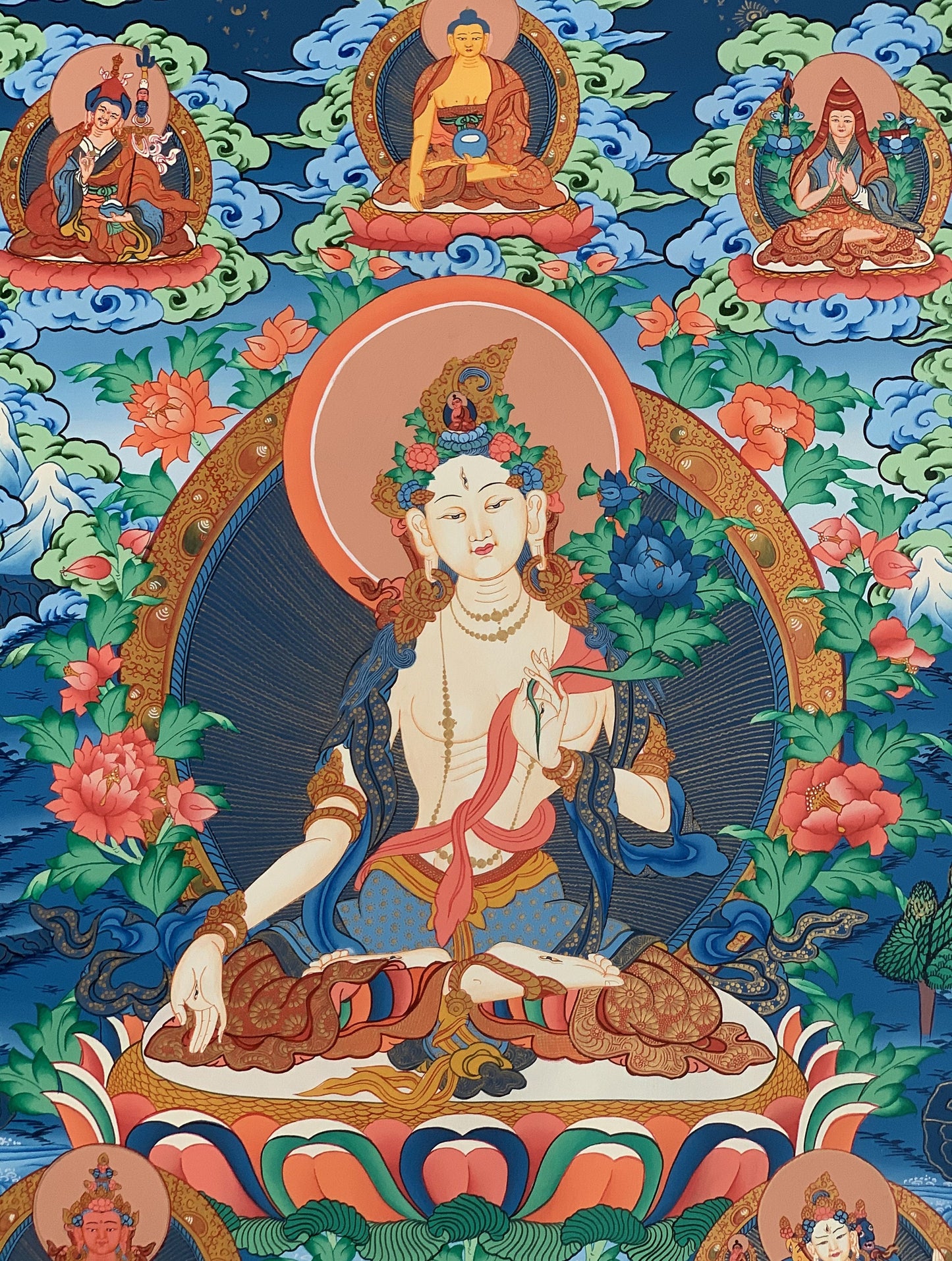 White Tara/Sitatara Mother Goddess Master Quality Tibetan Thangka Original Hand-Painting Compassion Meditation  Art