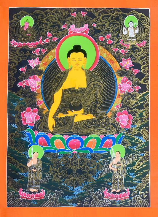 Shakyamuni, Gautama, Buddha, Master Quality, Tibetan Thangka Painting, Original Hand-painting, Art  17 x 24 Inches