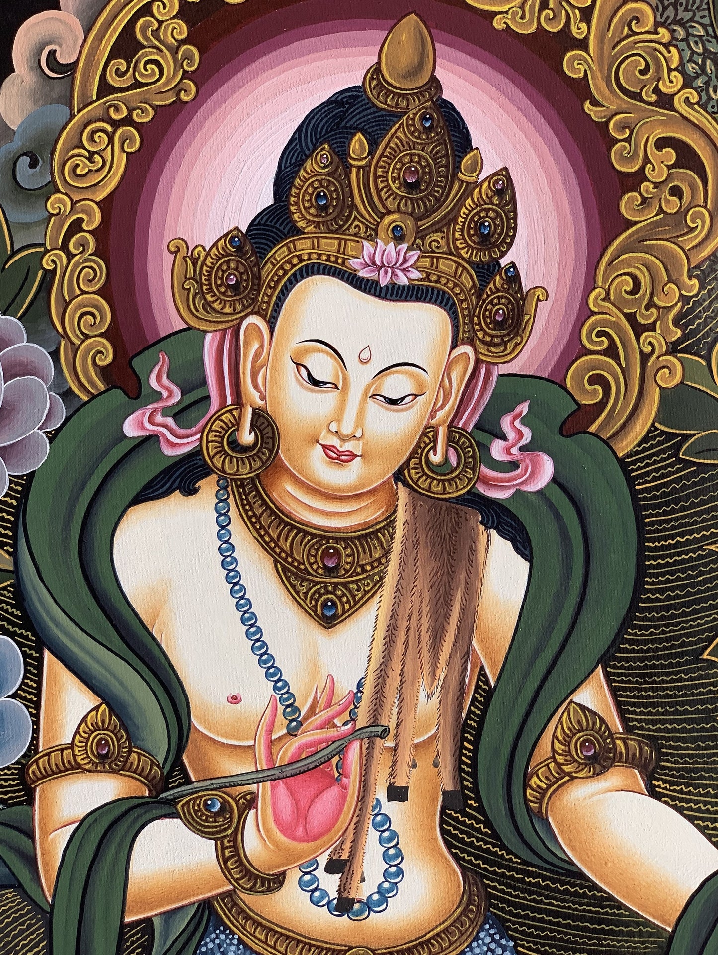 Manjushri/ Manjusri/ Manjushree God of wisdom Original Masterpiece Newari Pauva/Paubha Thangka Painting Meditation Art  from Kathmandu