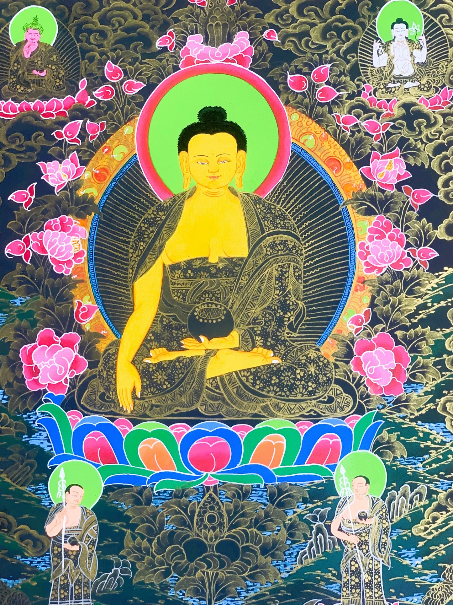 Shakyamuni, Gautama, Buddha, Master Quality, Tibetan Thangka Painting, Original Hand-painting, Art  17 x 24 Inches