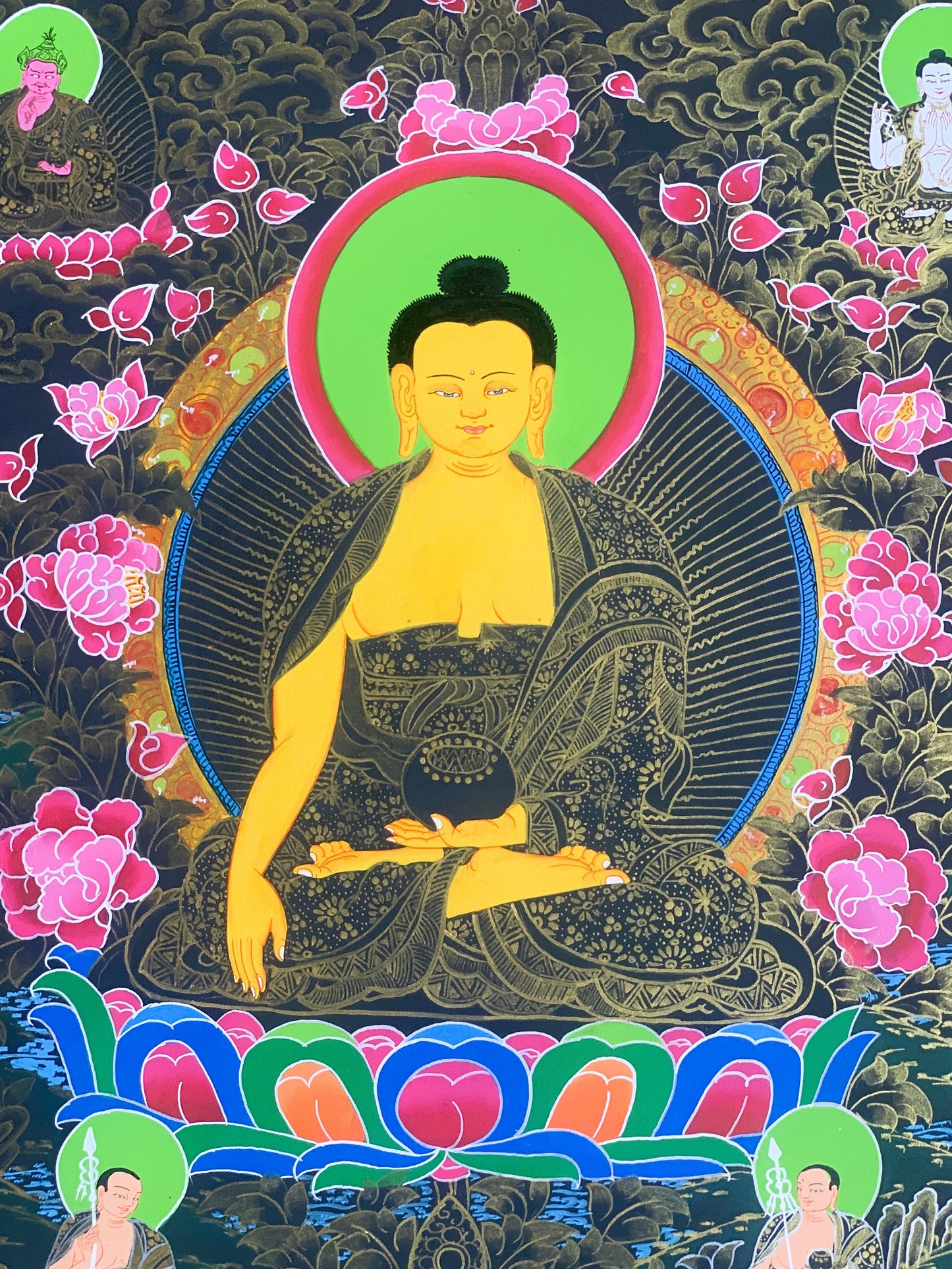 Shakyamuni, Gautama, Buddha, Master Quality, Tibetan Thangka Painting, Original Hand-painting, Art  17 x 24 Inches