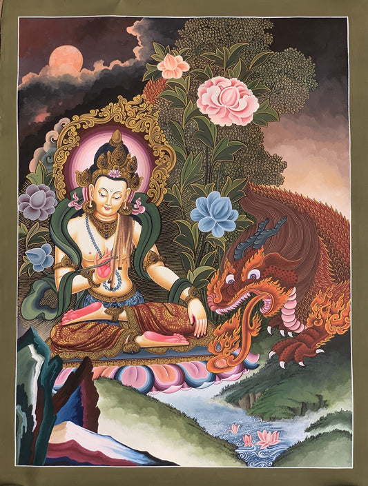 Manjushri/ Manjusri/ Manjushree God of wisdom Original Masterpiece Newari Pauva/Paubha Thangka Painting Meditation Art  from Kathmandu