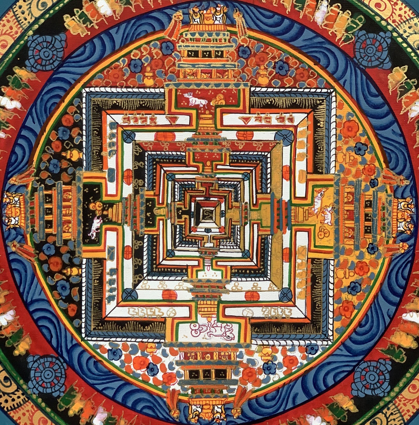 Wheel of Life Wheel of Time Kalachakra Mandala Hand Painted Original Tibetan Thangka  Compassion Meditation Art