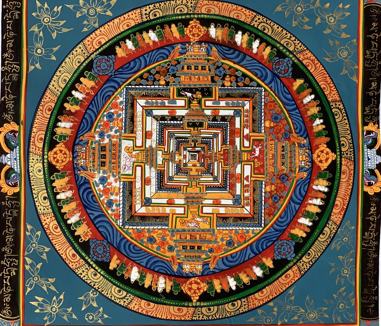 Wheel of Life/ Wheel of Time, Kalachakra Mantra Mandala Original Hand Painted Tibetan Thangka/Thanka Painting  Wall Hanging  Meditation Art