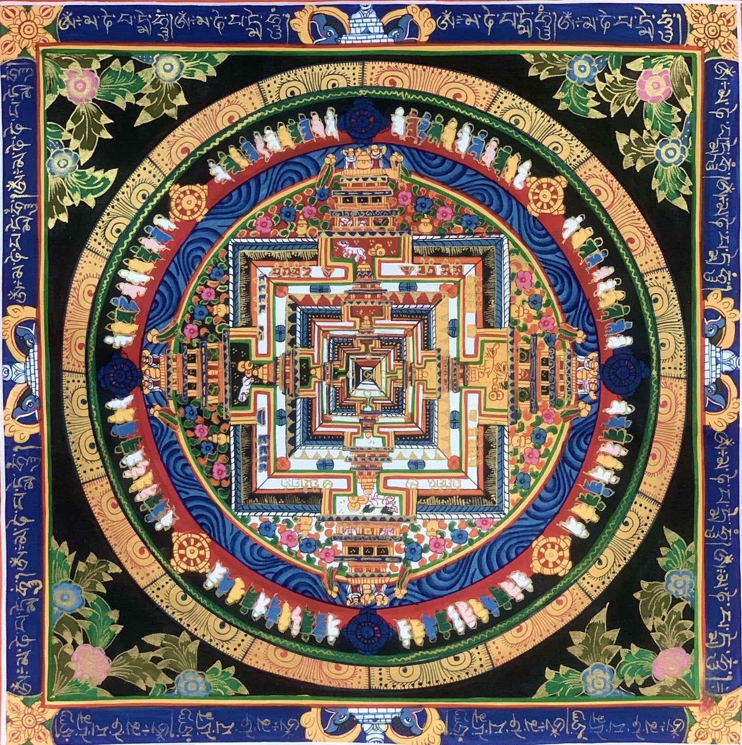 Hand Painted Wheel of Life Wheel of Time Kalachakra Mandala Original Tibetan Thangka Painting/Wall Hanging Art