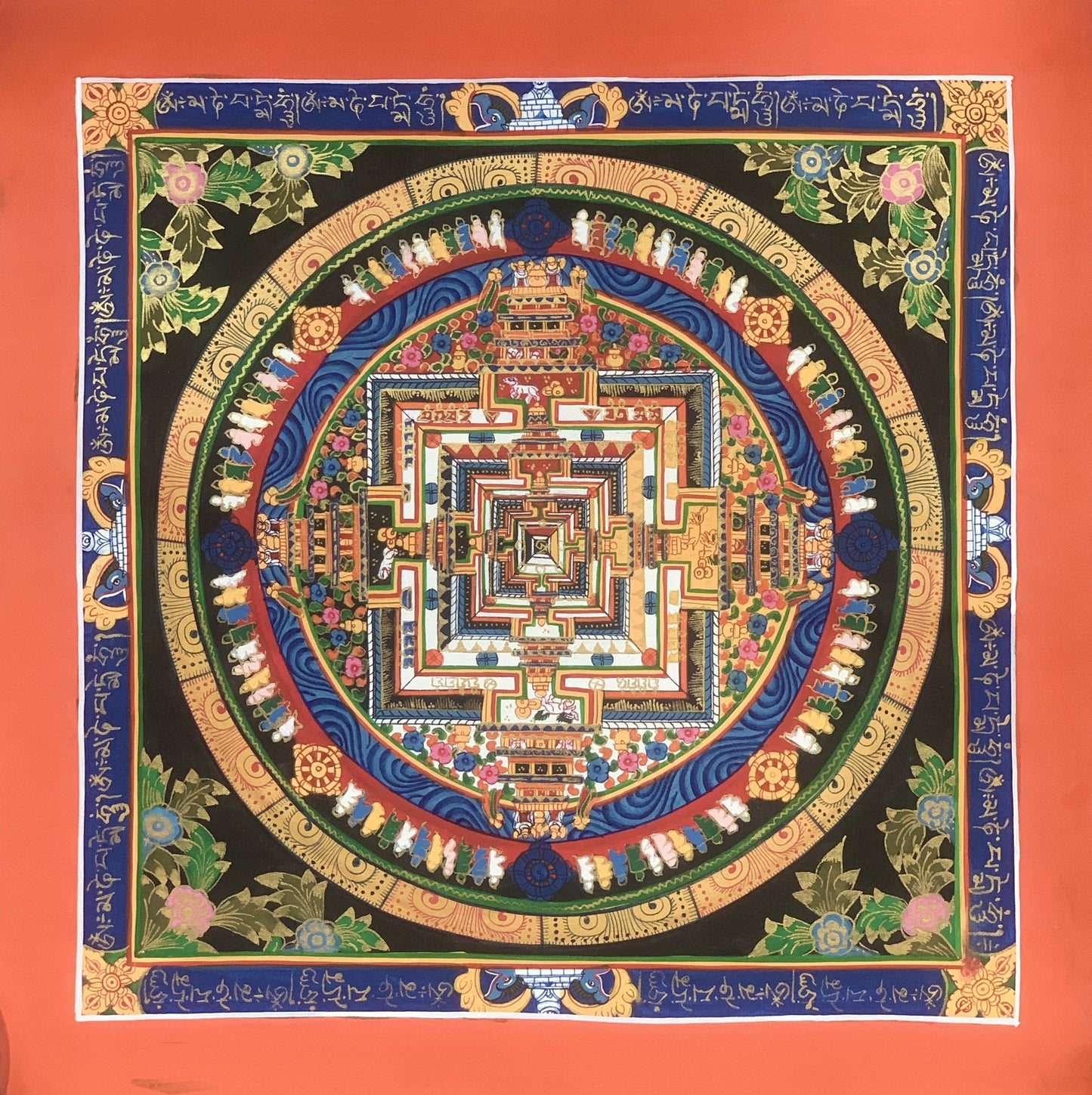 Hand Painted Wheel of Life Wheel of Time Kalachakra Mandala Original Tibetan Thangka Painting/Wall Hanging Art