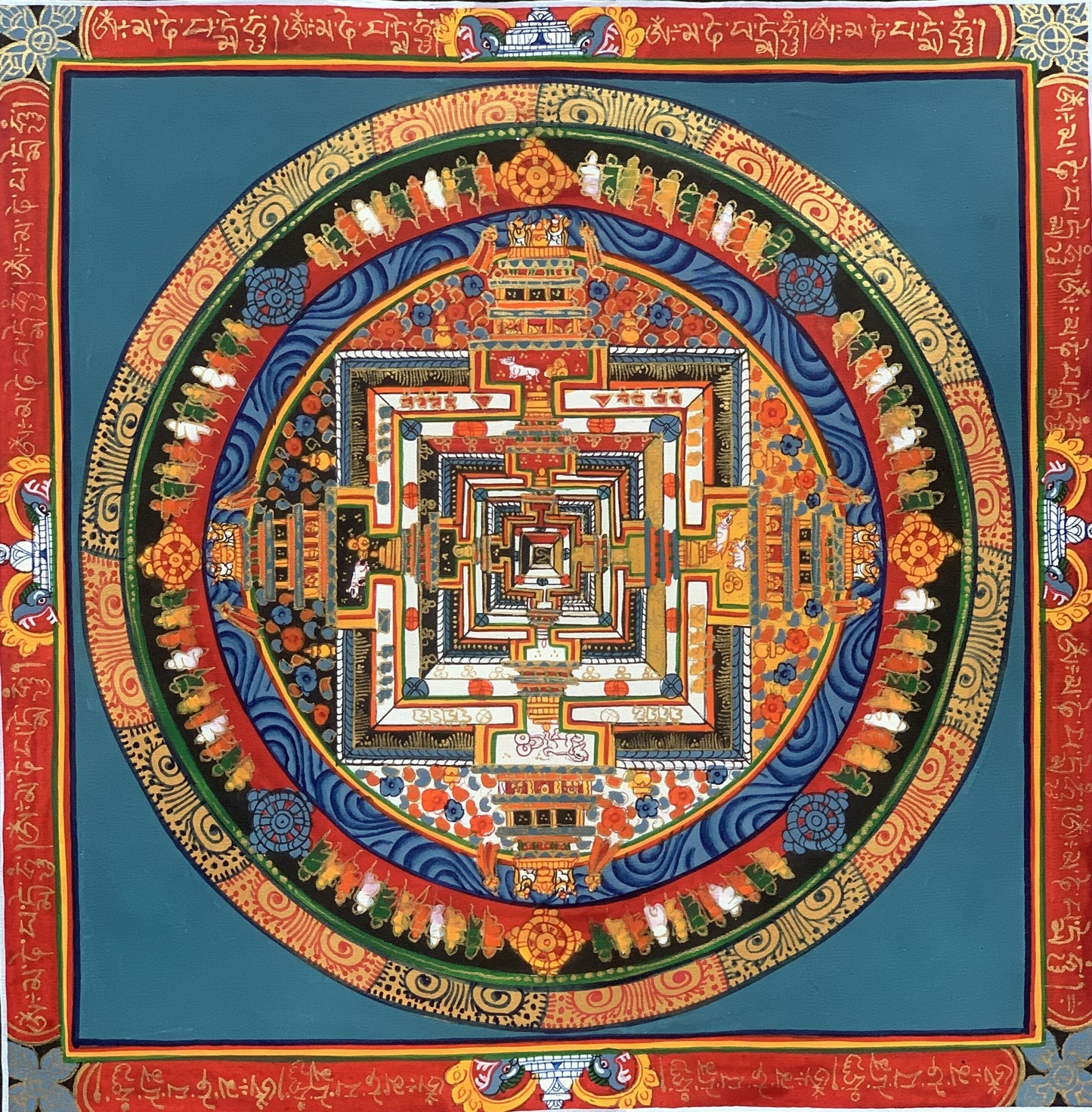 Wheel of Life Wheel of Time Kalachakra Mandala Hand Painted Original Tibetan Thangka  Compassion Meditation Art