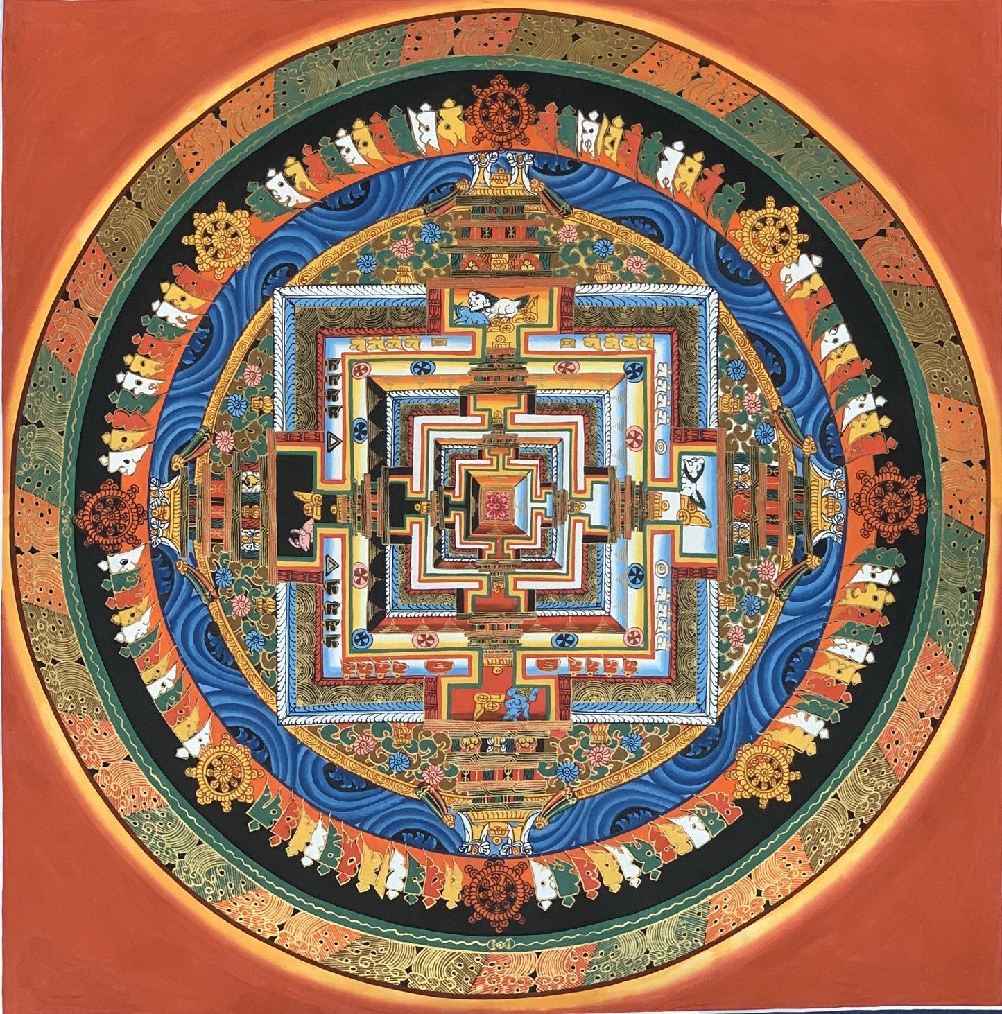 Hand Painted Wheel of Life, Wheel of Time Kalachakra Mandala Master Quality Tibetan Thangka Painting Meditation Art/Tibetan Wall Hanging