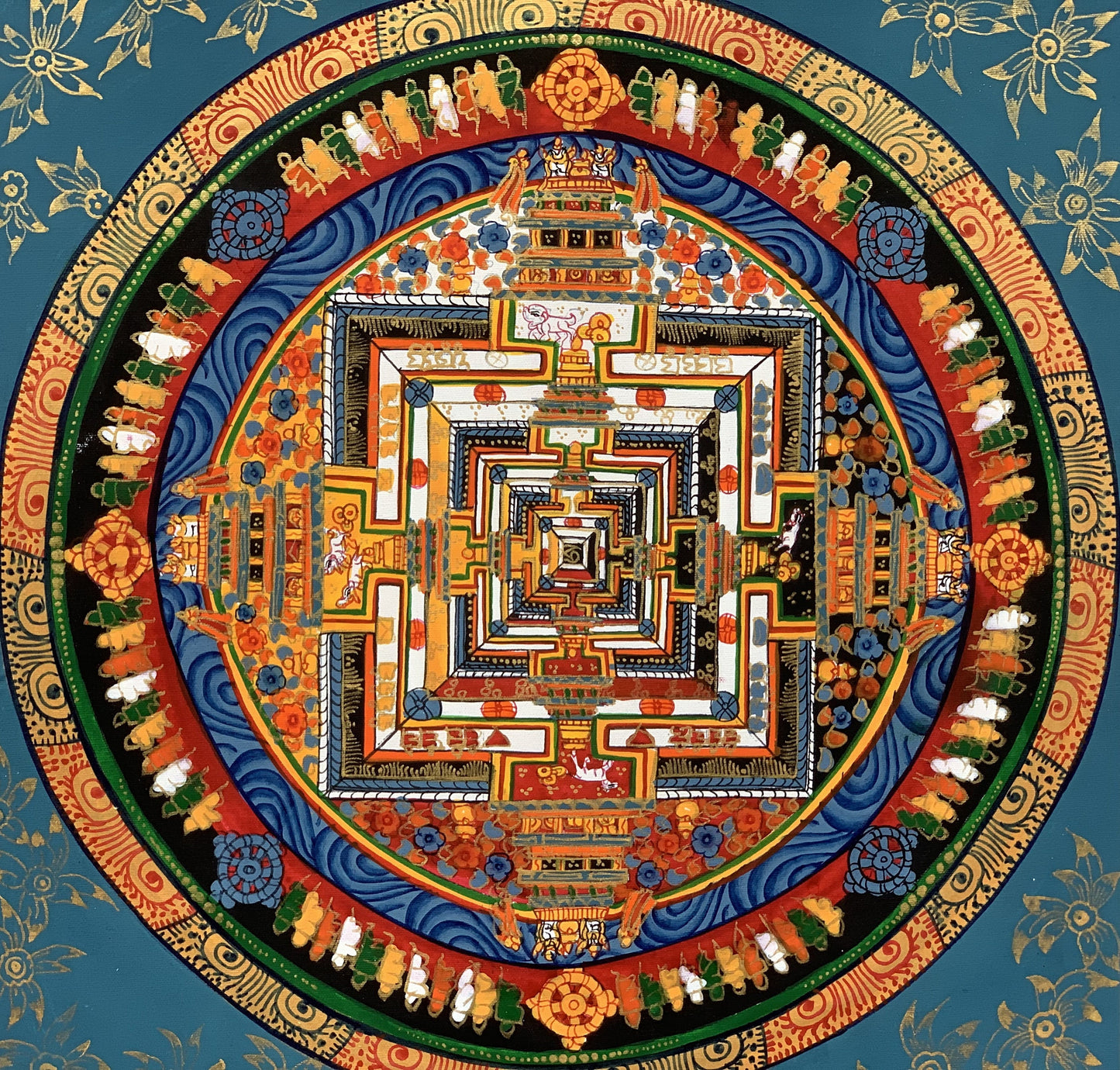 Wheel of Life/ Wheel of Time, Kalachakra Mantra Mandala Original Hand Painted Tibetan Thangka/Thanka Painting  Wall Hanging  Meditation Art