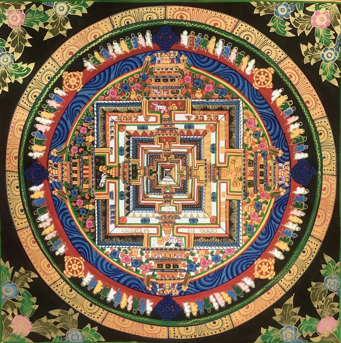 Hand Painted Wheel of Life Wheel of Time Kalachakra Mandala Original Tibetan Thangka Painting/Wall Hanging Art