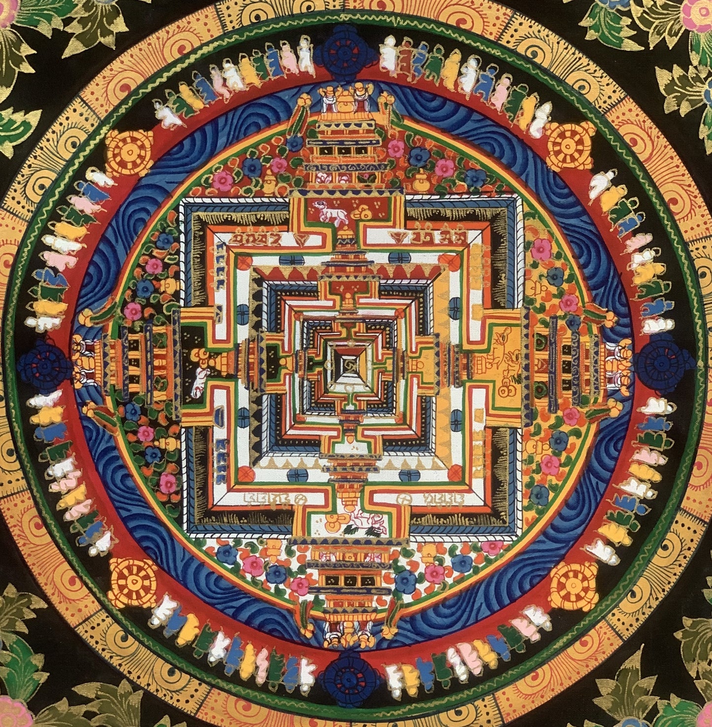 Hand Painted Wheel of Life Wheel of Time Kalachakra Mandala Original Tibetan Thangka Painting/Wall Hanging Art