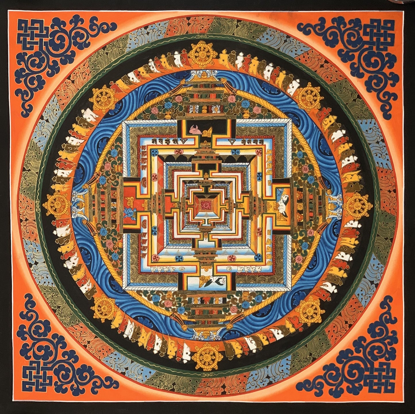 Hand Painted Wheel of Life, Wheel of Time Kalachakra Mandala Master Quality  Tibetan Thangka Original Hand Painting Meditation Art