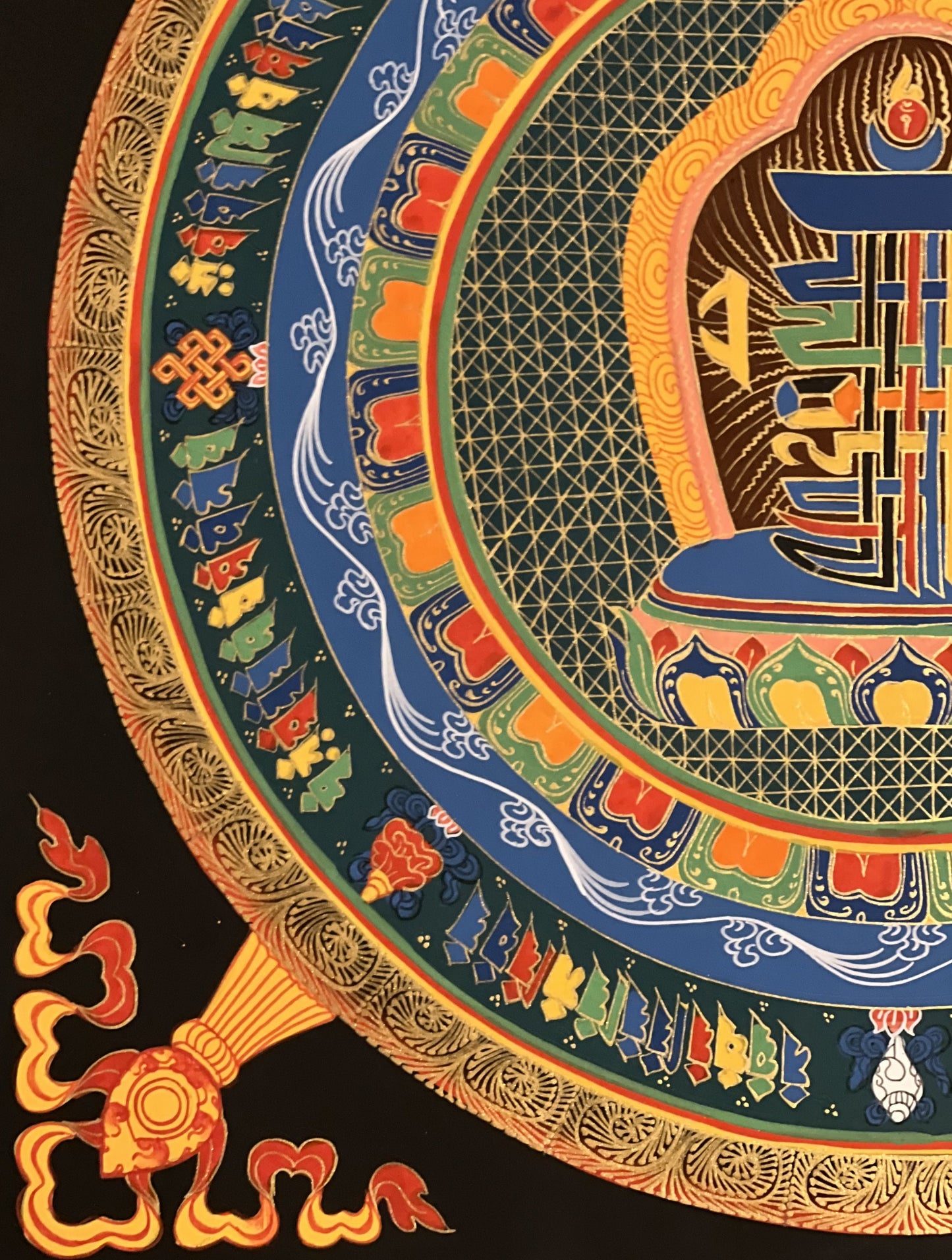 Hand Painted Kalachakra 10 Fold/ 10 Syllable Seed Mantra Mandala Tibetan Thangka Painting Original Meditation Art/Wall Hanging