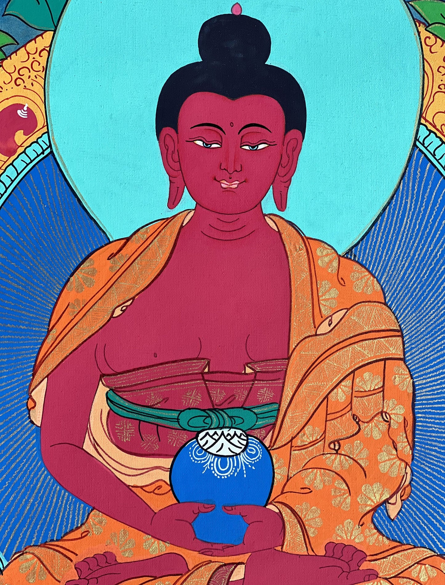 Original Hand Painted Amitabha Buddha/ Pure Land (Sukhavati) Tibetan Compassion Meditation Thangka Painting