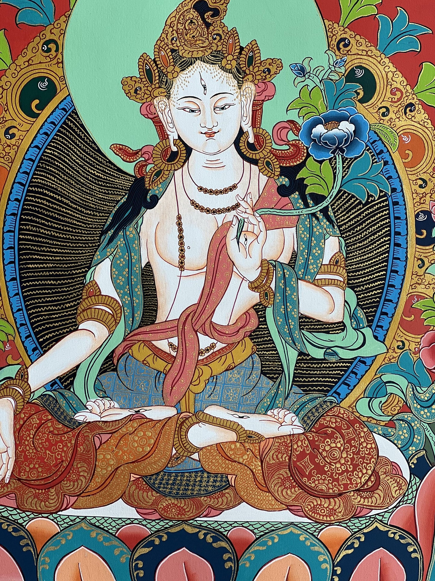 White Tara/Mother Tara/ Mother Goddess Masterpiece Tibetan Thangka Original Hand-Painting Buddhist Meditation Art