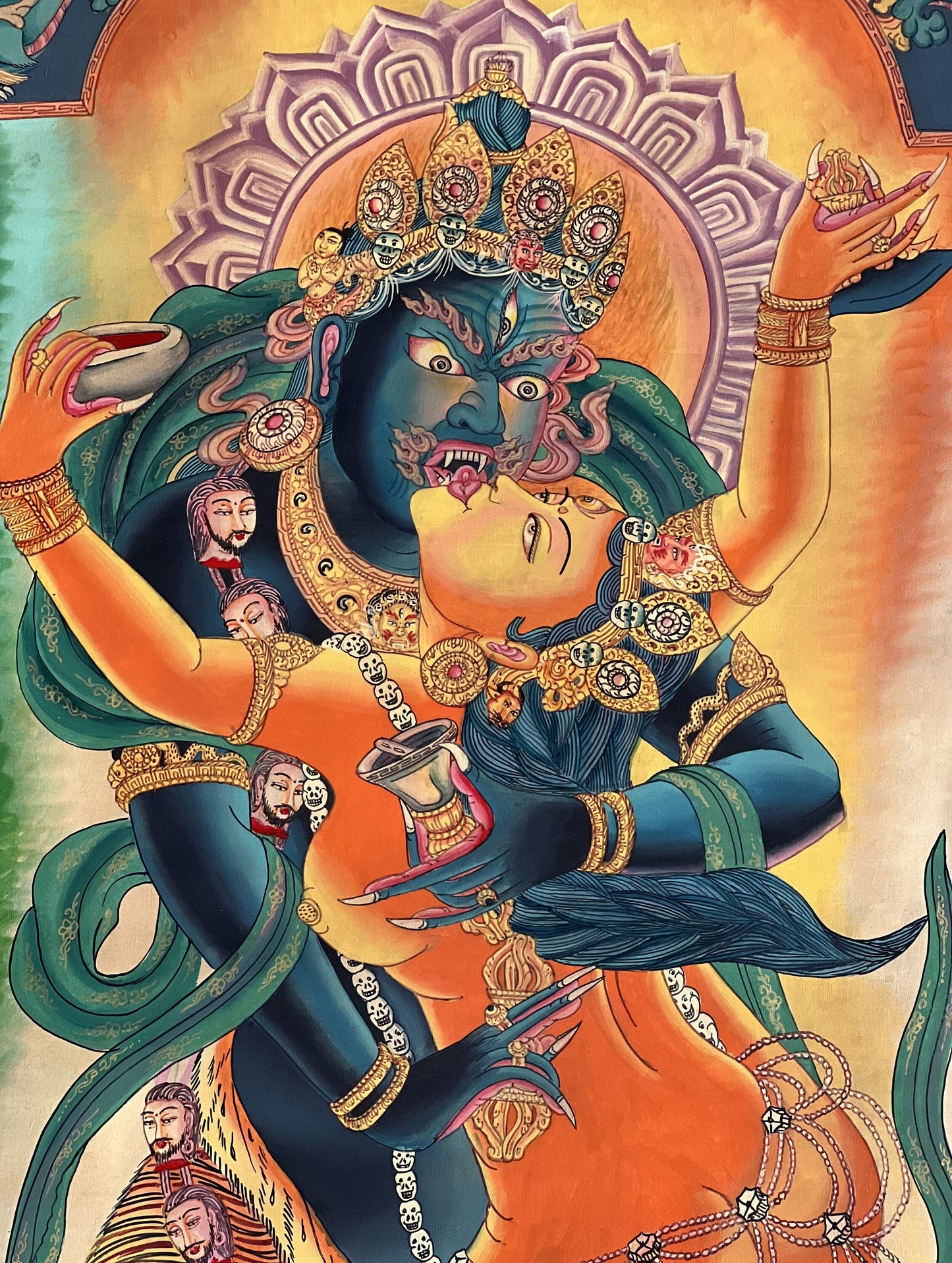 Chakrasamvara with Vajravarahi Sacred Union Original Masterpiece Newari Paubha Enlightenment Tibetan Thangka Painting