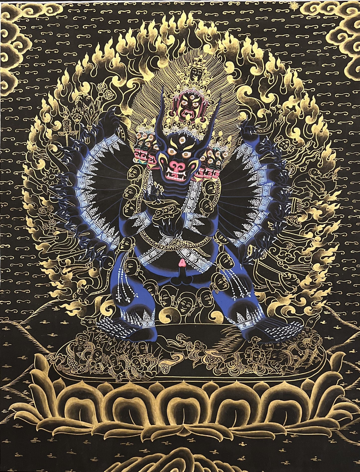 Yamantaka with Shakti - Vajrabhairava/ God of Protection Master Quality Large Tibetan Thangka Painting Original Hand Painted Buddhist Art