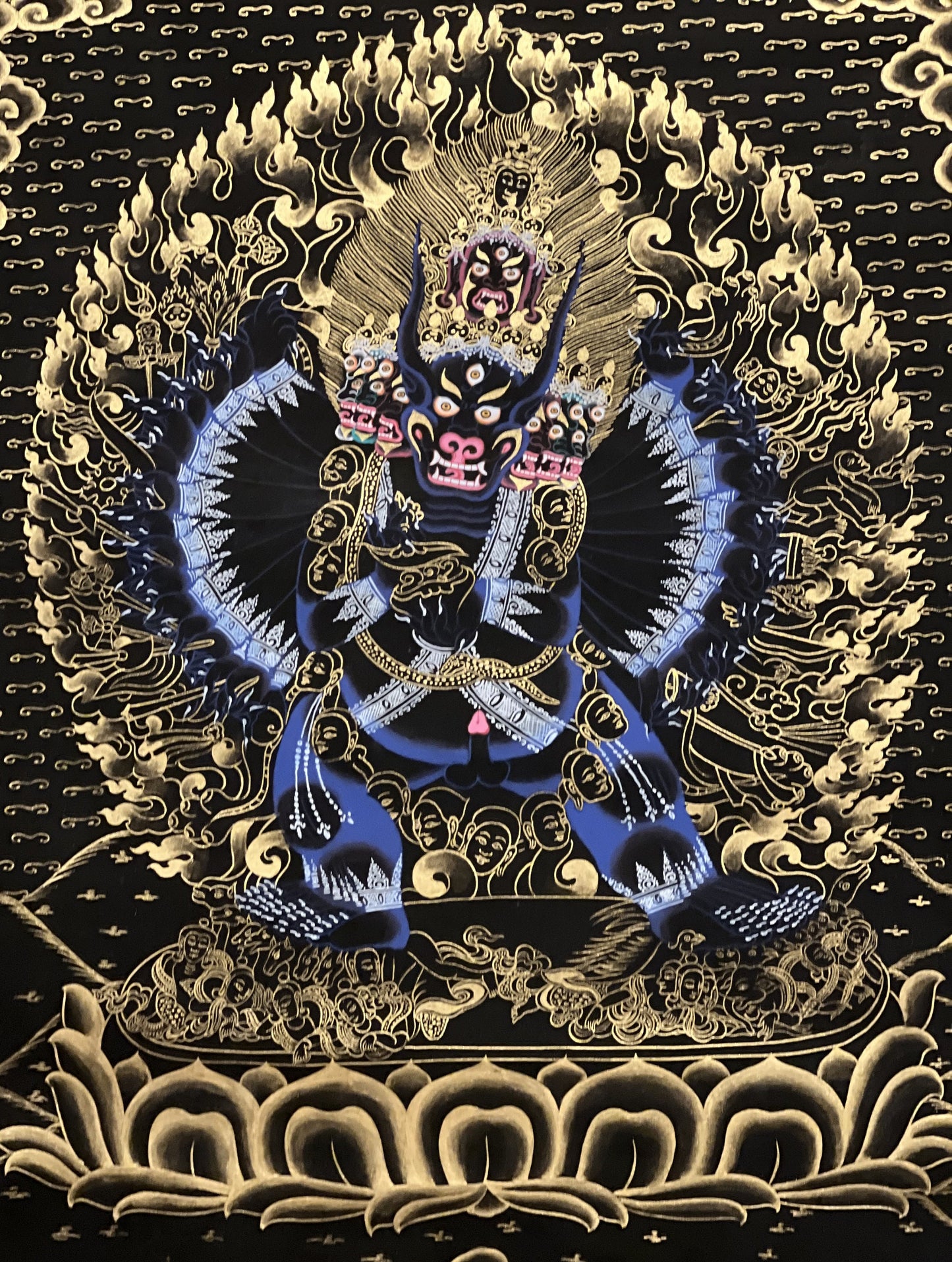 Yamantaka with Shakti - Vajrabhairava/ God of Protection Master Quality Large Tibetan Thangka Painting Original Hand Painted Buddhist Art