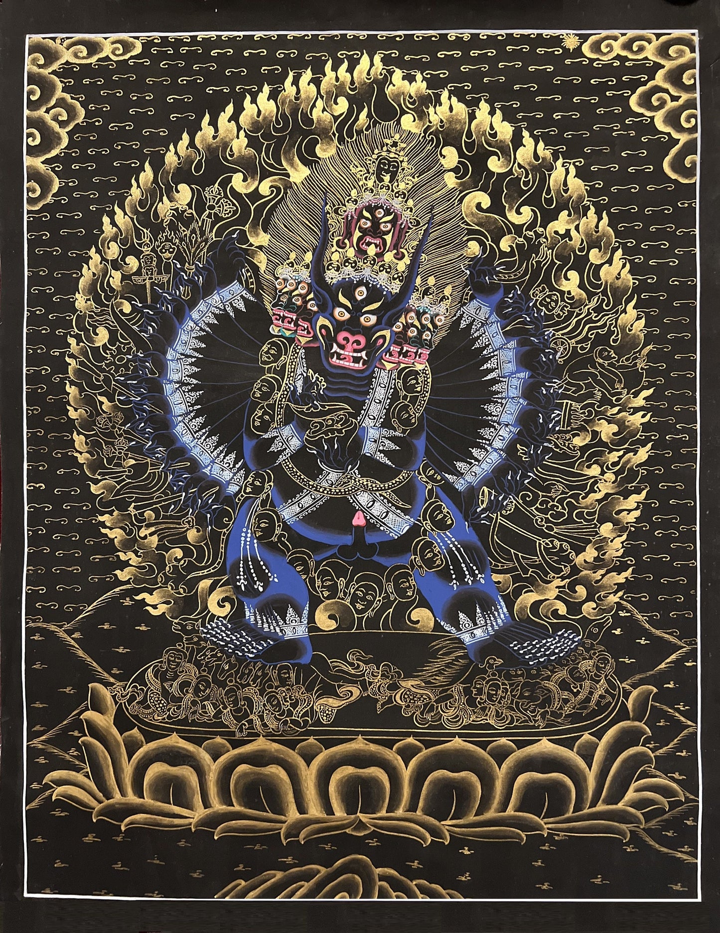 Yamantaka with Shakti - Vajrabhairava/ God of Protection Master Quality Large Tibetan Thangka Painting Original Hand Painted Buddhist Art