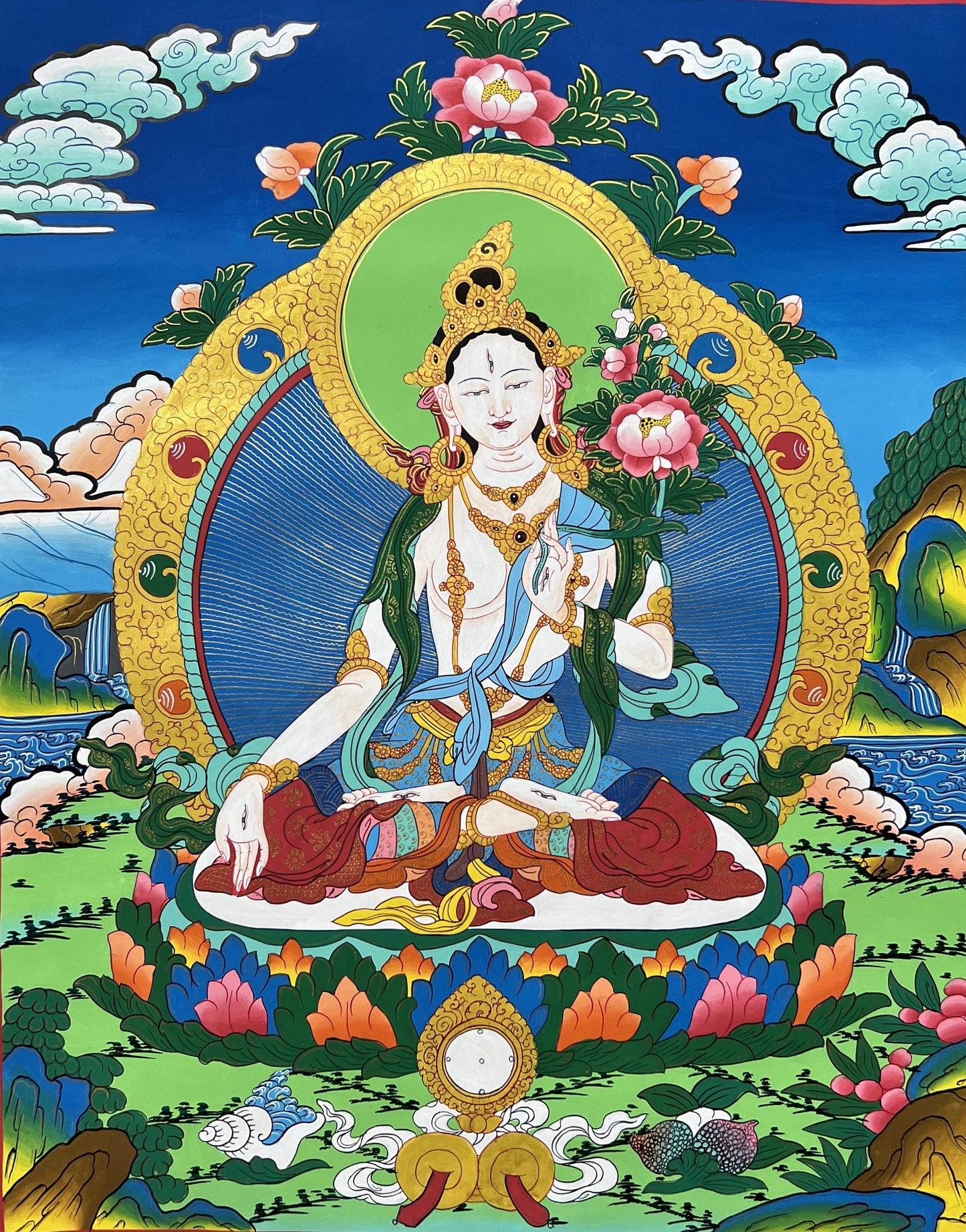 White Tara/Mother Tara/ Mother Goddess Master-Quality Tibetan Thangka Painting Original Hand-Painted Meditation Art