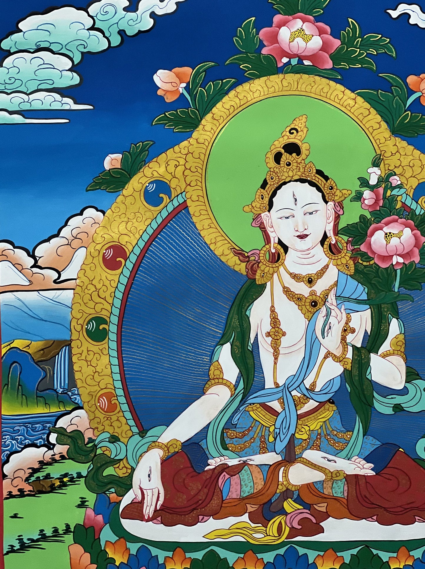 White Tara/Mother Tara/ Mother Goddess Master-Quality Tibetan Thangka Painting Original Hand-Painted Meditation Art